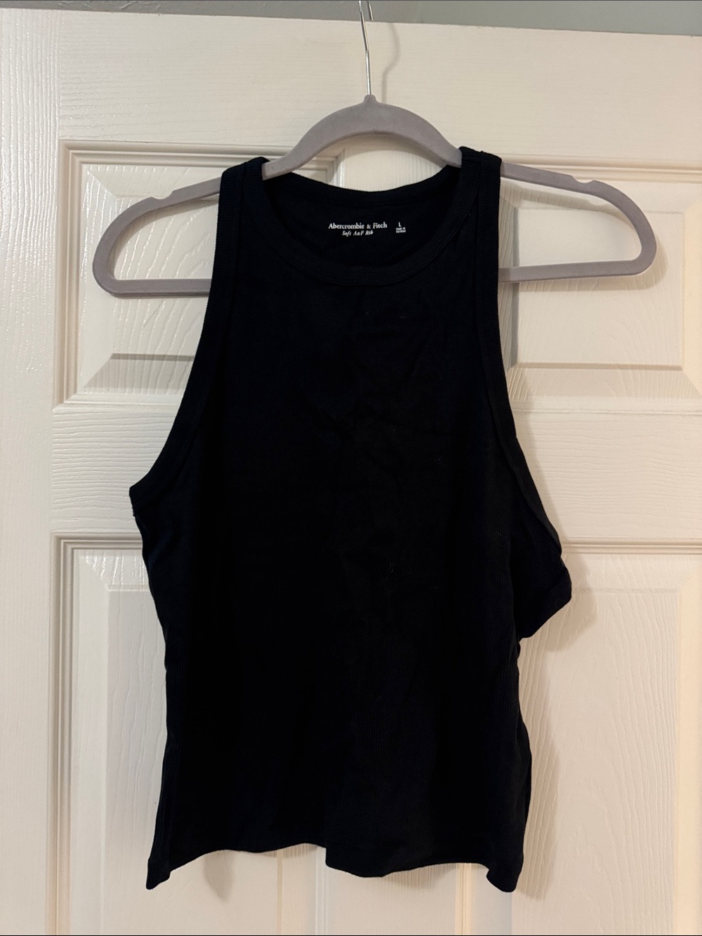 Abercrombie & Fitch Black Ribbed High-Neck Tank